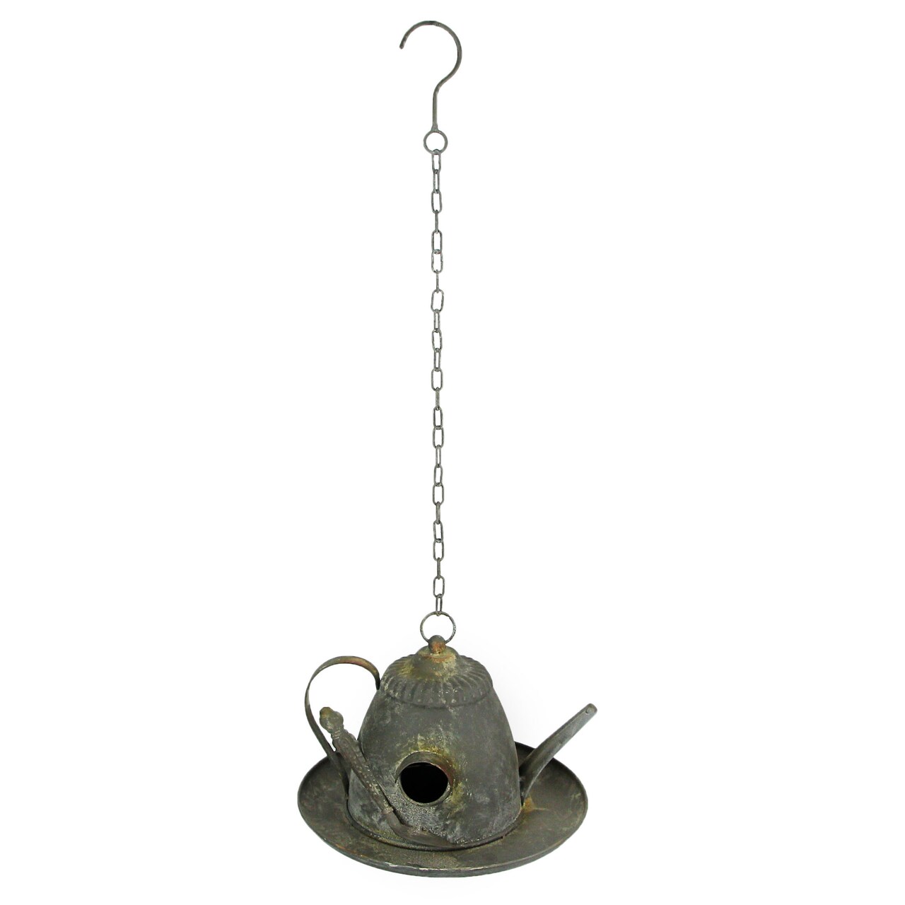 Rustic Metal Vintage Hanging Teapot Bird House Decorative Garden Farmhouse Decor